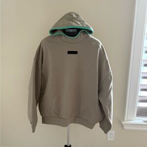 Essentials Taupe Hoodie with Mint Accents